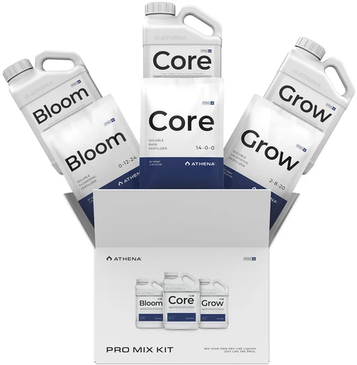 Athena Pro Mix Kit — Bloom, Core and Grow bottles with retail box