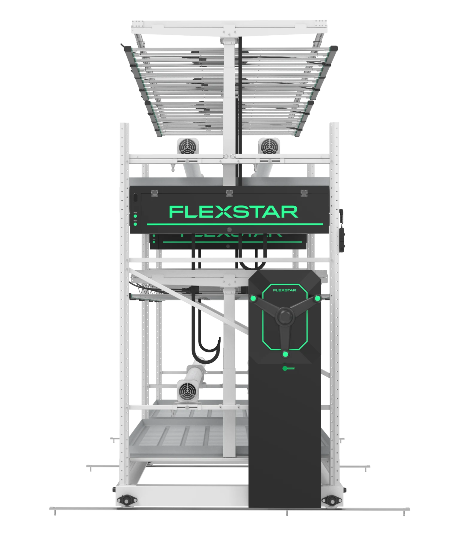 Smart Grow Rack — front view with lifter raised